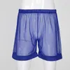 Underbyxor Mens exotiska underkläder oundeepants seato-through mesh trosor Löst lounge boxer shorts låg stigande elasitc midjeband underkläder nattwearu