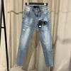 Designer Pants Light Wash Embroidery Jeans New Fashion Stretch Slim Fit Denim Trousers Men Straight Slacks Zip access mens jeans