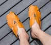Bestförsäljande strand tofflor Mens modebilder Walking Shoe Men Plus Size 48 Leather Slippers Man Rubber Sole Brand Sandals