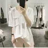 Women's T-Shirt Women's T-shirt summer trend sewing casual T-shirt loose thin short sleeve top Korean rolled hem front short back long T-shirt 230331