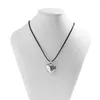 Choker Korean Style Women Wax Cord Short Chain Necklace Heart Pendent Simple Girl Fashion Jewelry