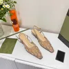 Sandals Designer Low Heel Spring New Style Diamond Embedding Thin Heels Women's Shoes Embroidery Mesh Hook Button Pointed High OCUG