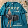 T-shirt Femme Japonais T-shirts blancs Streetwear Lâche Summer T-shirt Femmes Harajuku Rétro Manches courtes Tops Y2K Anime Girls Camisetas 230331