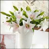 Decorative Flowers Wreaths Artificial Lily Real Touch White Pink Yellow Living Room Home Office Bridal Flower Drop Deliver Dh354