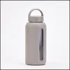Botellas de agua Botella de vidrio de 800 ml con escala de tiempo Frascos deportivos al aire libre de gran capacidad Sile Cup Er Drop Delivery Hogar Jardín Cocina D Dh5Od