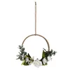 Decorative Flowers Greenery Hoop Wreath Green Home Decor Metal Hanging Front Door Garland Lily Rings Artificial Flower