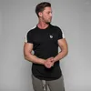 Hommes T-shirts Hommes T-shirts Fitness Bodybuilding Patchwork Mode Homme À Manches Courtes Coton Vêtements Marque Tee Tops