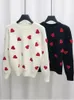 Women's Sweaters 2023 Spring Embroidery Heart Women Sweater O Neck Kawaii Fashion Pullover Loose Jumper Long Sleeve Knitwear Female C 129 230331