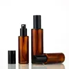 20 ml 30 ml 50 ml 60 ml Amber glazen pompflessen platte schoudernavuleerbare spuitfles voor serum etherische olie parfumlotion