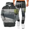 Jogging Clothing Fashion Color Matching Printed Hooded Sweater Men's Pullover Sportswear Suit Casual Harajuku Hip-hop Hoodie Men