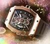 Gear Skeleton Oval Designer Automatik Datum Herrenuhren Luxusmode Herren Gummi Silikon Quarzwerk Uhr Freizeit Sport Armband Armbanduhr
