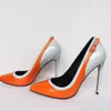 Olomm Handmade Women Pumps Sexy Stiletto High Heels Pumps Pointed Toe Gorgeous Orange Party Shoes Women Plus US Size 5-15