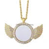 Party Favor SubliMation Necklace Blank Angel Wings Heat Transfer Metal Pendant Diamond RRB16465 Drop Delivery Home Garden Festive Su DHFB2