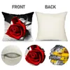 Kudde 4st Rose Sunflower Throw Pudowcase Soffa Couch Red Flower Square Cover For Home Farmhouse Decoration