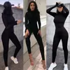 Qnpqyx ny vårkvinnor sexig jumpsuit streetwear långärmad bodycon solid sport fitness jumpsuits romper overaller för kvinnors kroppsdräkt