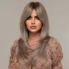 Synthetic Wigs Easihair Blonde Synthetic Wigs Long Straight Natural Hair with Long Bangs for Women Cosplay Daily Heat Resistant 230227
