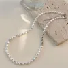 チョーカーファッションメタリックシンプルな楕円形の真珠のネックレス女性用ブライダルウェディングパーティージュエリー卸売