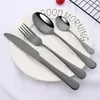 Dinnerware Sets Rainbow Stainless steel 24 piece tableware knife fork coffee spoon Western food 230331