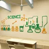 Wall Stickers School Classroom Wall Sticker Library Lab Wall Decoration Sticker Children's Room Wallpaper Acrylic Mural Science Theme 230331