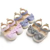 Sandales Top qualité toile bébé filles sandales enfants noir bleu rose rayé bébé filles chaussures enfant en bas âge mignon noeud papillon chaussures souples bébé sandales Z0331