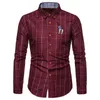 Men's Casual Shirts Men's Hazzys Dog Classic Embroidery Shirt Standard Fit Button Top Business Polo Long Sleeve High Quality Shirt 230331