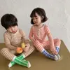Pyjamas coréens pour enfants, ensemble de sous-vêtements élastiques pour bébés, vêtements d'automne, pantalons à rayures de printemps, pyjamas pour garçons et filles, Service à domicile 230331