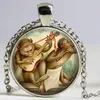 Hänge halsband Monkey Music Funny Necklace Cabochon Glass Gift Musician Fob