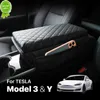 Nieuwe auto -armleuning doosomslag voor Tesla Model 3 / Y PU Leather Armest Pad Interior Modification Center Console Protector Accessoires