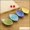 Dishes Plates Japanese Seasoning Dish Kitchen Vinegar Sauce Plate Handcraft Leaves Ceramic Sushi Drop Delivery Home Garden Dining Dhsqh