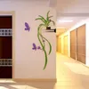 Adesivos de parede orquídea acrílico espelho decalque adesivo de sala de estar sofá de decoração de parede de tv