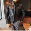 2023 Brand clothing Men's spring Casual leather jacket/Male slim fit Fashion High quality leather coats Man clothing S-3XL