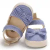 Sandales Top qualité toile bébé filles sandales enfants noir bleu rose rayé bébé filles chaussures enfant en bas âge mignon noeud papillon chaussures souples bébé sandales Z0331