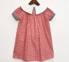 Girl Dresses Kids Girls Spanish Smocking Sweet Cute Sailor Collar Vintage Plaid French Sleeveless Princess Dress