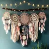 Decorative Objects Figurines 5 Pieces/Set Feather Fantasy Catcher Handmade Wall Hanging Decoration Home Living Room Bedroom No Lighting and Wood Stick 230331