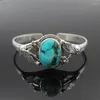 Bangle TURQUOISE BRACELET Floral Leaf Cuff For Women Men December Stone Birthday Gift Cowboy Acce