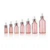 5ml 10ml 30ml 50ml Pink Glass Dropper Bottle Container Jar Pot Vials For Essential Oils Eyes Sample Drops Dropping Refillable Bottles 21