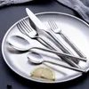 Ensembles de vaisselle 18/10 ensemble de vaisselle en acier inoxydable couteau à steak et fourchette design en bambou ensemble de vaisselle en or ensemble de vaisselle en argent 230331