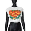 Koszulka damska Anjamanor Graffiti Love Drukowane koszule dla kobiet streetwear seksowne letnie topy na okrągłe szyi koszulki bez rękawów D85-BZ15 230331