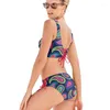 Maillots de bain pour femmes 2023 Bikini imprimé européen et américain fendu tissu croisé taille haute maillot de bain femmes maillot de bain femmes