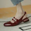 샌들 여자 여름 신발 여자 아파트 더블 버클 메리 야 janes 초기 가죽 드레스 백 스트랩 zapatos mujer 9278n