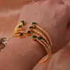 Bangle 4Pcs/lot Dubai Gold Color Bangles For Women Girl Wedding Bridal Bracelets Green Jewelry Middle East African Bride Gifts