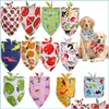 Accessorio per abbigliamento per cani Collare a bandana per gatti domestici estivi Fazzoletto da collo regolabile Triangolo Sciarpa al collo Modello di frutta tropicale Asciugamano saliva P Dhder