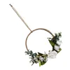 Decorative Flowers Greenery Hoop Wreath Green Home Decor Metal Hanging Front Door Garland Lily Rings Artificial Flower