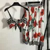 Floral Pattern Women Dress Sling Vest Clothing Sets Fashion Lady Sexy Tank Top Skirts Two Piece Suits