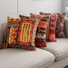 Pillow Christmas Morocco Cover Decorative Case Luxury Vintage National Geometric Red Orange Cozy Soft Velvet Sofa