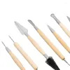 Set di utensili manuali professionali 22 pezzi per scolpire l'argilla in ceramica a doppia estremità con manico in legno Kit per intaglio in ceramica fai da te