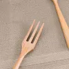 Dijkartikelen Sets Utsil Set Wood Table Treard Dessert Lepel Fork Wooden Flatare Bamboo Lunch Student