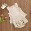 Completi di abbigliamento Estate Neonate Outfit Abbigliamento Cute Princess Senza maniche Gilet di pizzo Tops Orlo a strati Gonne a strati Panty Suit per bambino 230331