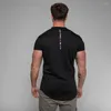 Hommes T-shirts Hommes T-shirts Fitness Bodybuilding Patchwork Mode Homme À Manches Courtes Coton Vêtements Marque Tee Tops