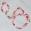 Collier ras du cou bohémien délicat, fleur de marguerite, perles de verre rose mélangées, vraies perles, bijoux faits à la main pour femmes